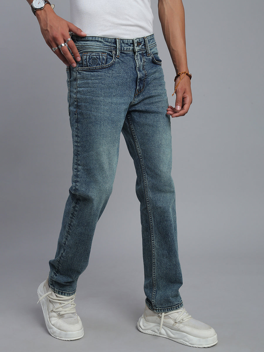 Mild Blue Vintage Regular Straight Fit Stretchable Jeans