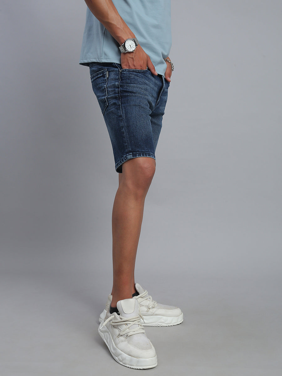 Blue Slim Fit Shorts