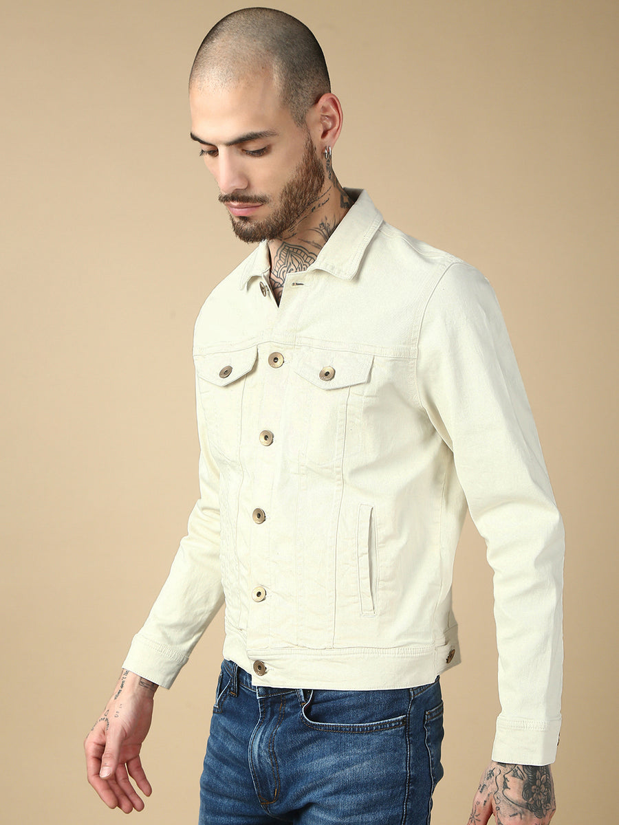 Beige Over Dyeing Slim Fit Jacket
