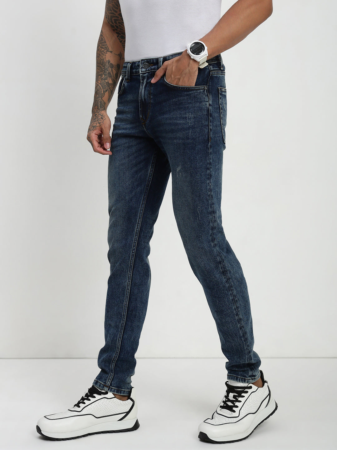 Vintage Blue Slim Fit Stretchable Jeans