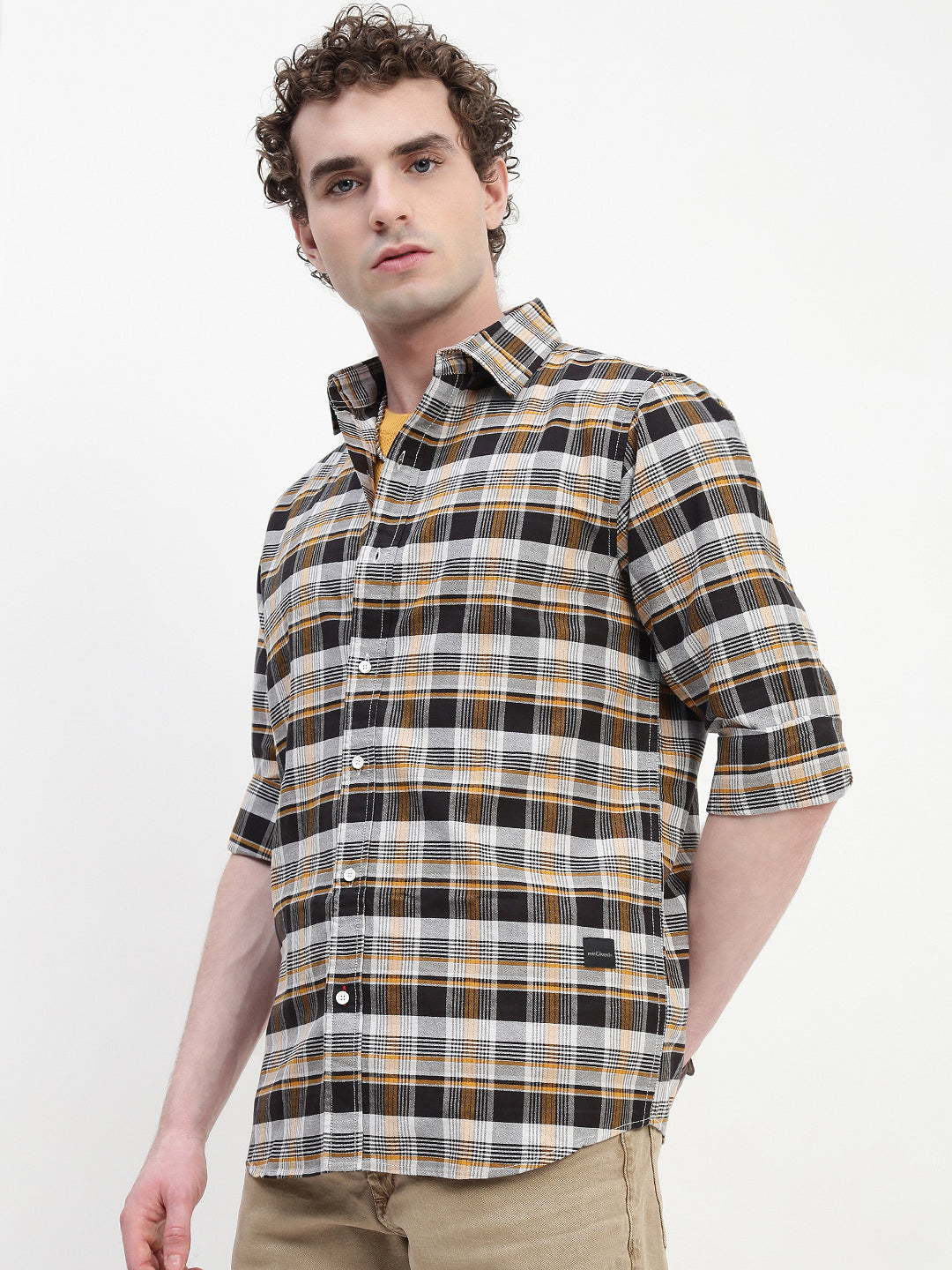 Oxford Checks Full Sleeve Slim Fit Shirt Without Pocket