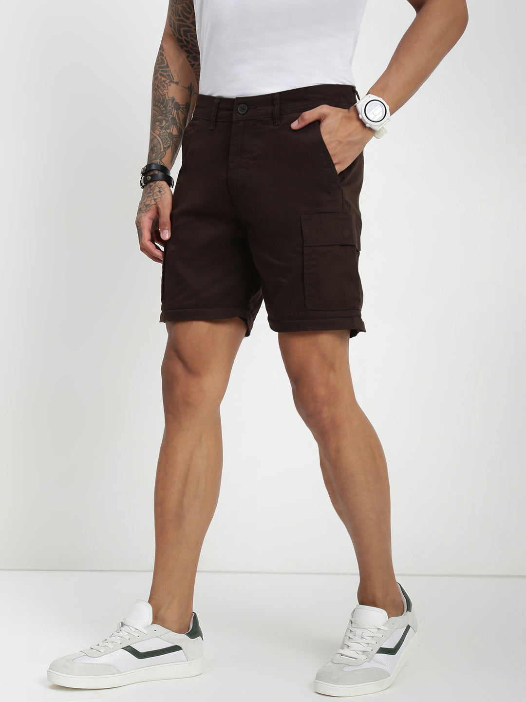 Dark Coffee  Detachable Convertable Regular Fit Cargo Paint