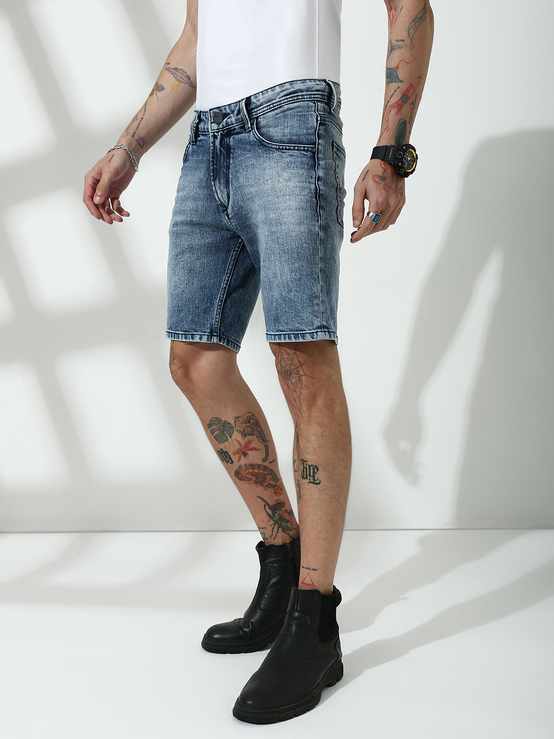 Light Blue Relax Fit Shorts