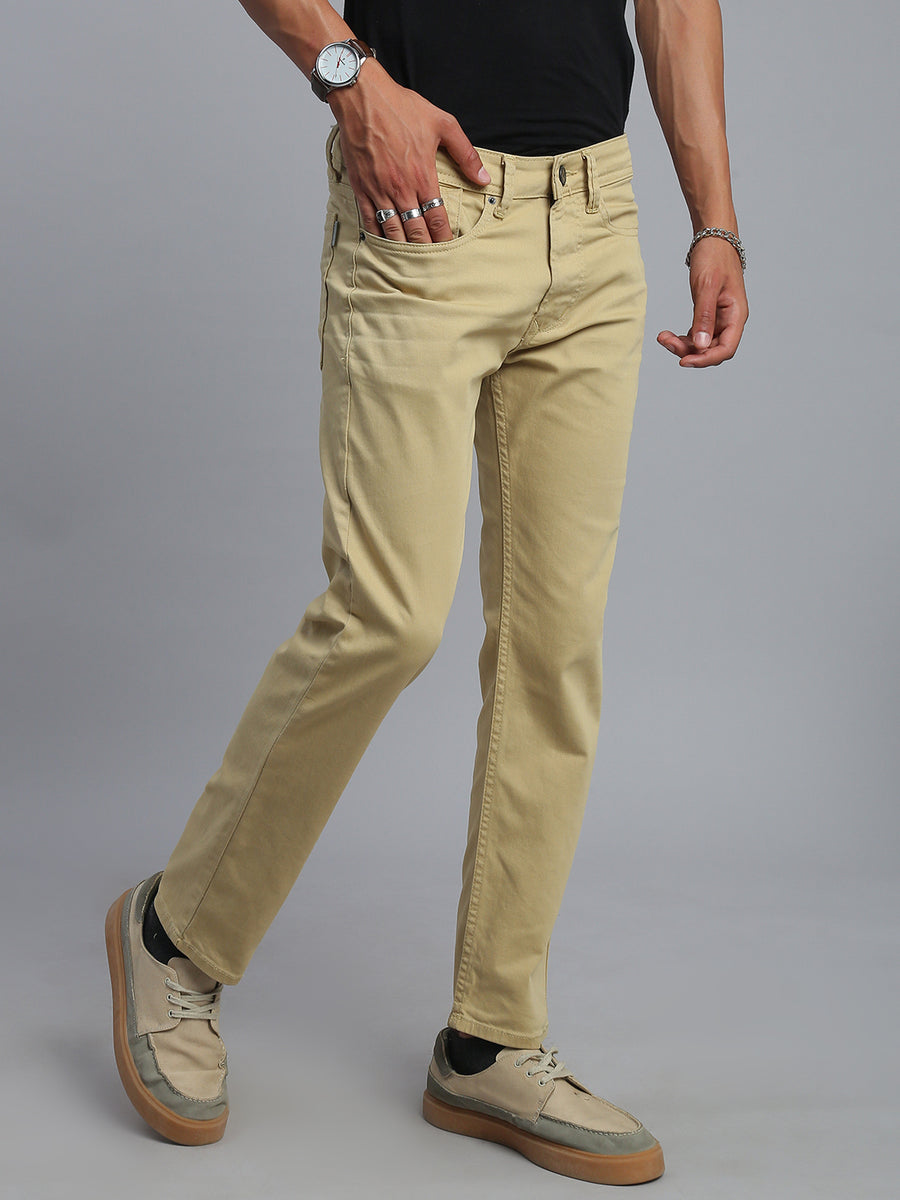 Soft Khakhi Comfort Slim Fit Stretchable Jeans