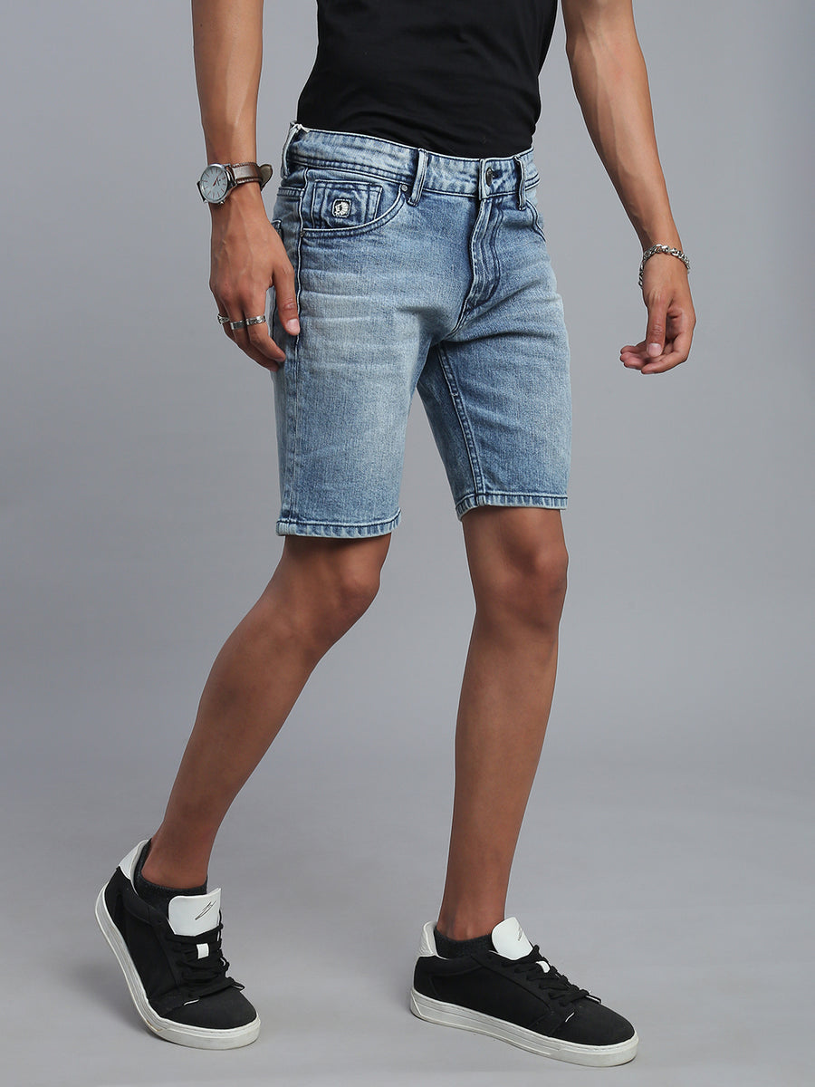 Light Blue Slim Fit Shorts