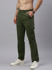 Olive Straight Fit Men’s Cotton Pants