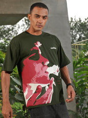 Printed Round Neck Oversize Half Sleeve T-Shirt