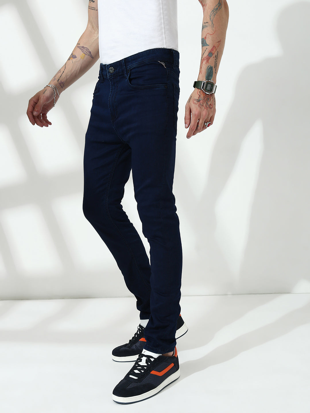 Navy Blue Raw Wash Skinny Fit Jeans