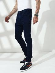 Navy Blue Raw Wash Skinny Fit Jeans