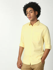 Yellow Full Sleeve Slim Shirt With Pocket