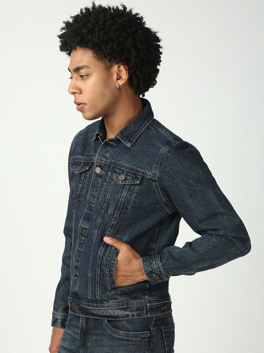 Vintage Blue Slim Fit Denim Jacket