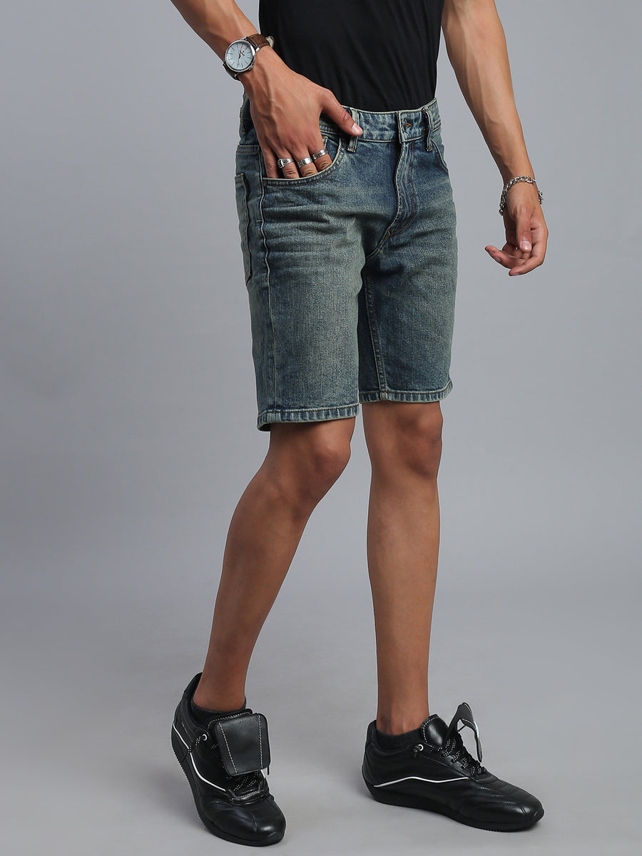Blue Vintage Slim Fit Shorts