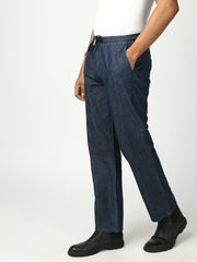 Blue Relax Fit Cross Pocket Cotton Pant