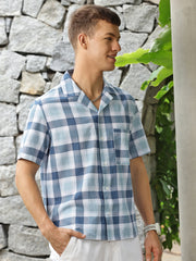 Checks Half Sleeve Oversize Shirt With Pocket