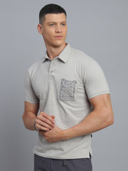 Grey Polo Cotton T-Shirt