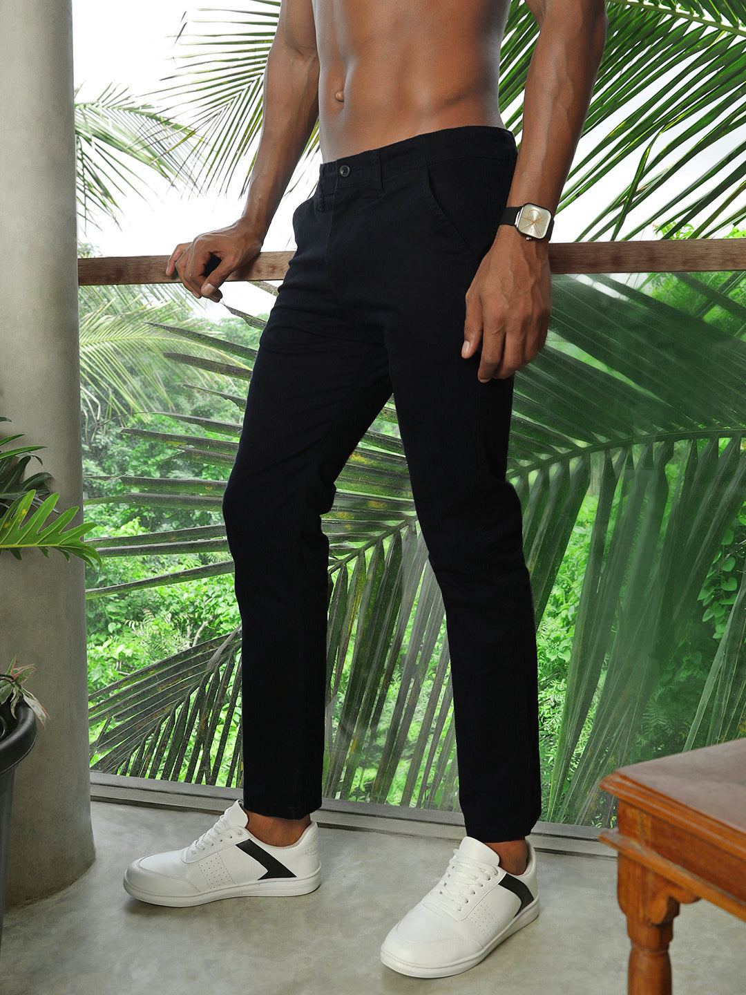 Black Slim Fit Men’s Cotton Pants