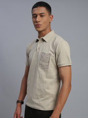 Cream Polo Cotton T-Shirt