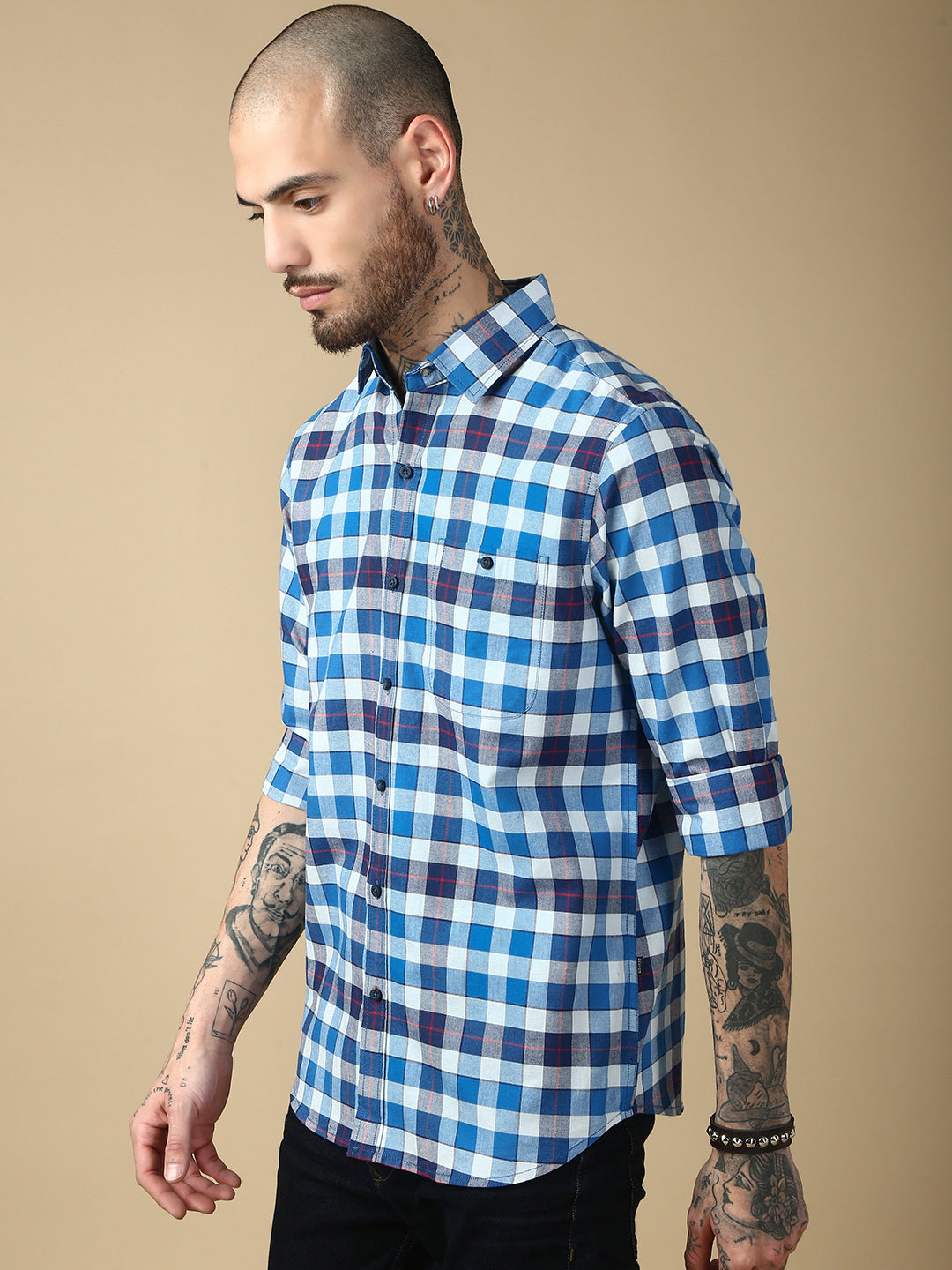 Checks Full Sleeve Relax Shirt With Pocket