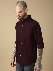 Maroon Full Sleeve Slim Shirt With Pocket