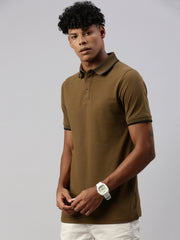 Khakhi  Polo Collar Half T-Shirt