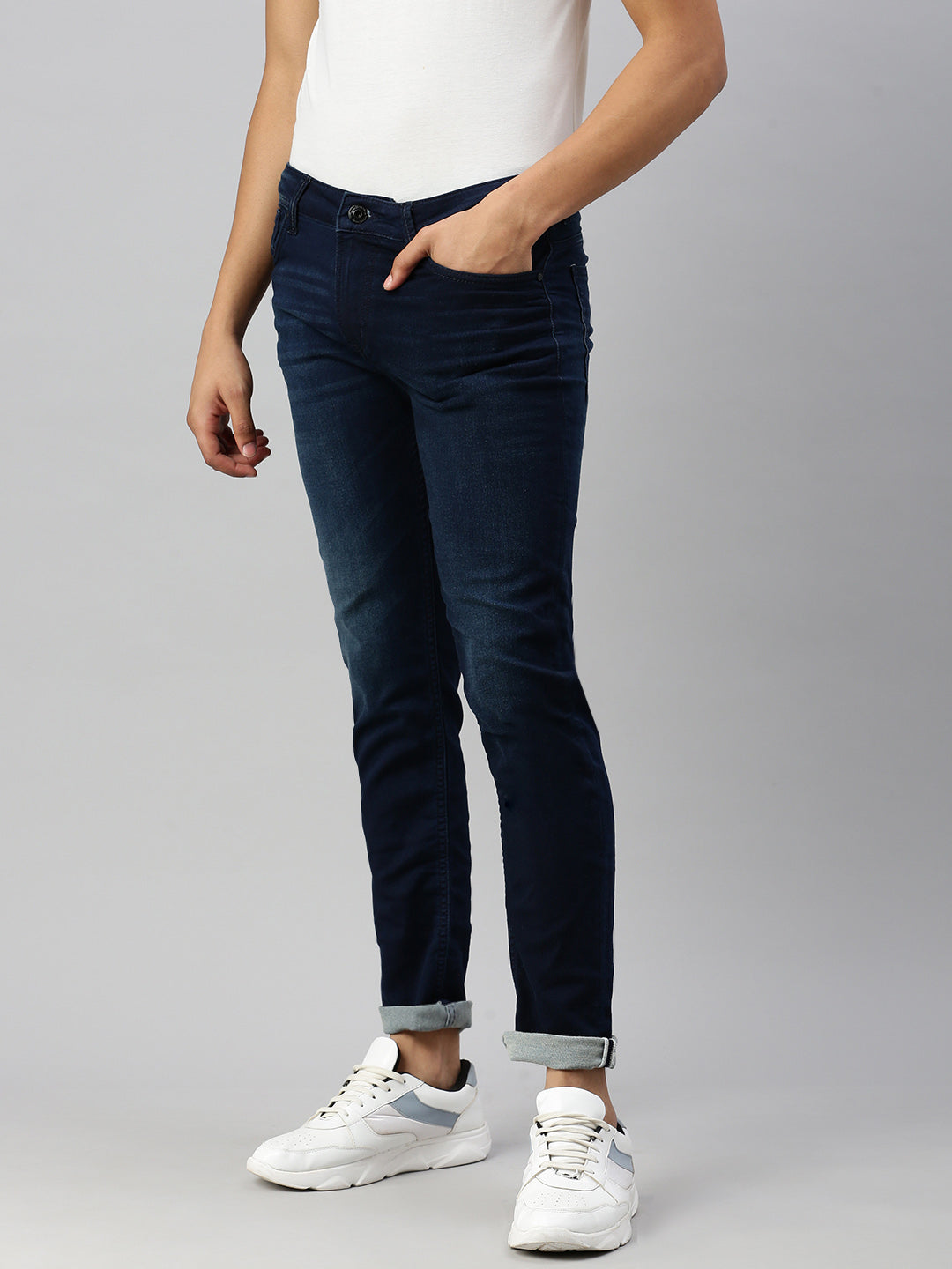 Blue Dark Vintage Slim Fit Stretchable Jeans