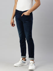 Blue Dark Vintage Slim Fit Stretchable Jeans