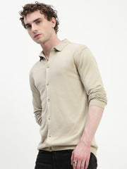 Sand Knit Cardigan Full Sleeve Relax Slim Fit Shirt Without Pocket
