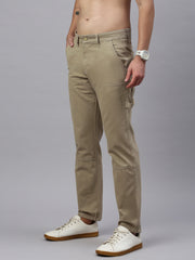 Light Khaki Straight Fit Cross Pocket Men’s Cotton Pants