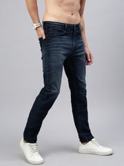 Vintage Yellow Blue Straight Stretchable Jeans