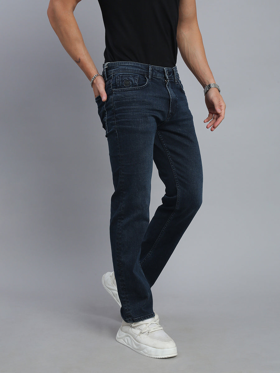 Dark Blue Vintage Regular Straight Fit Stretchable Jeans