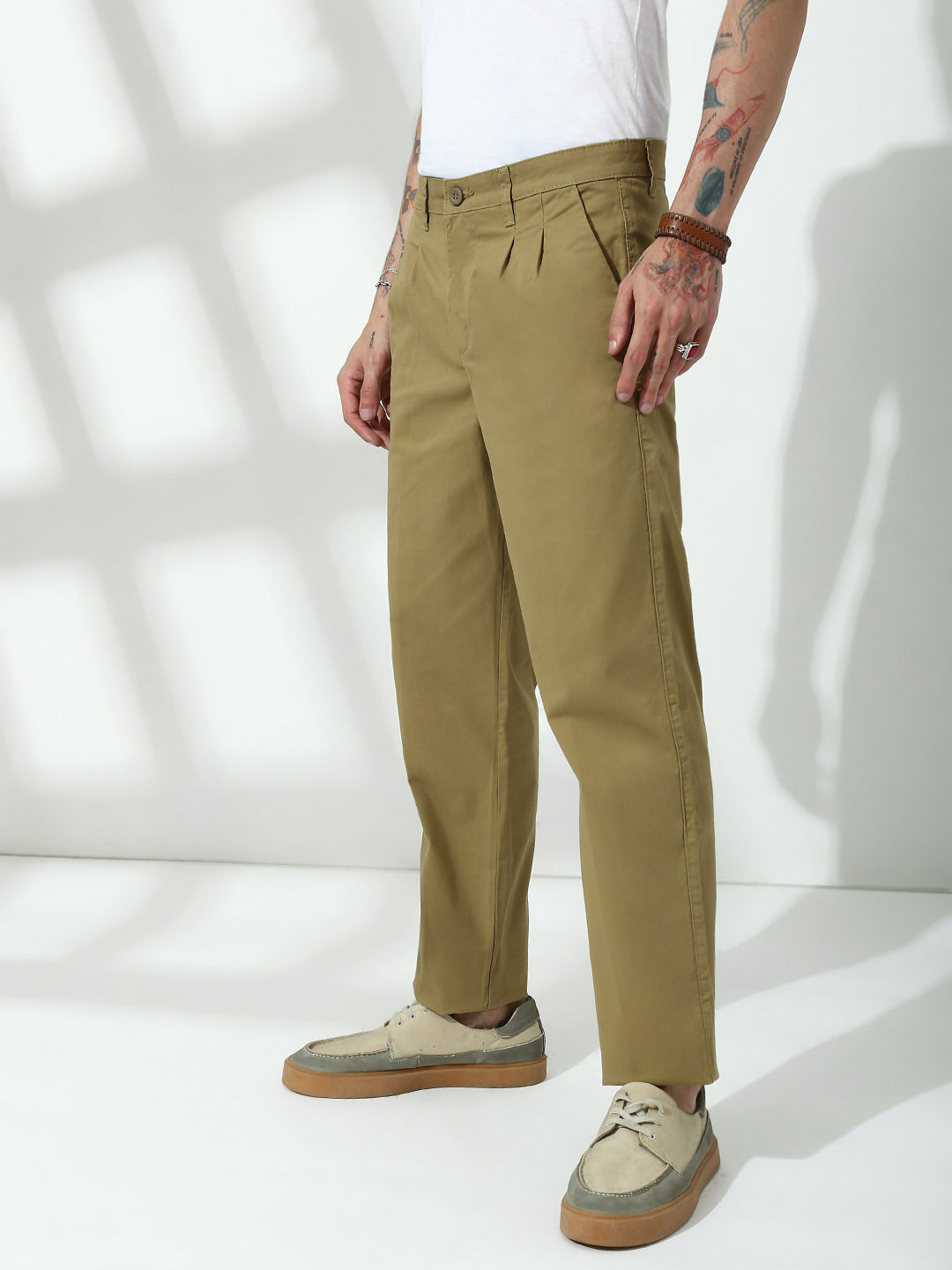 Khakhi Straight Fit Cotton Pant