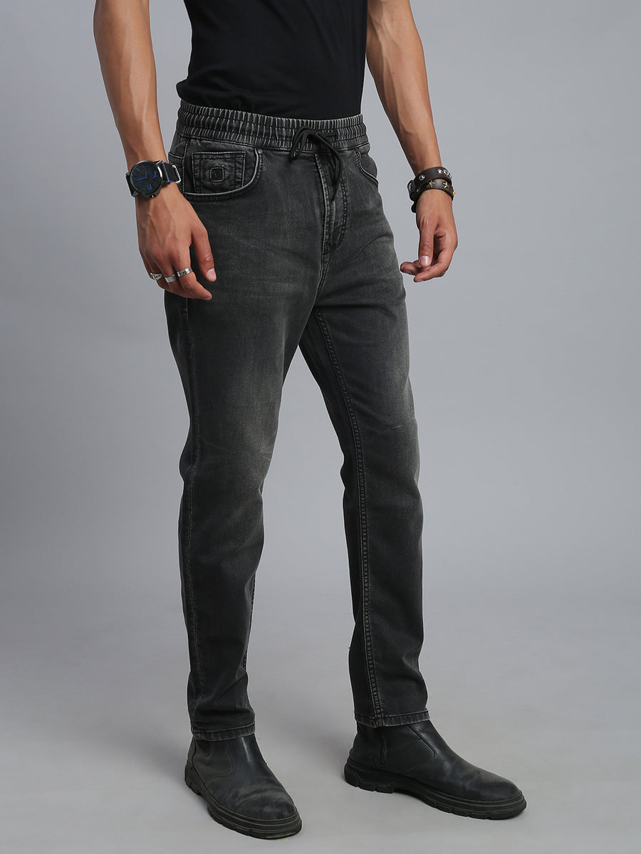 Charcoal Black Relax Fit Stretchable Jeans