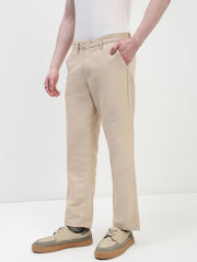 Cream Relax Fit Cross Pocket Drill Linen Pants