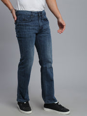 Smoke Indigo Blue Boot Cut Fit Stretchable Jeans