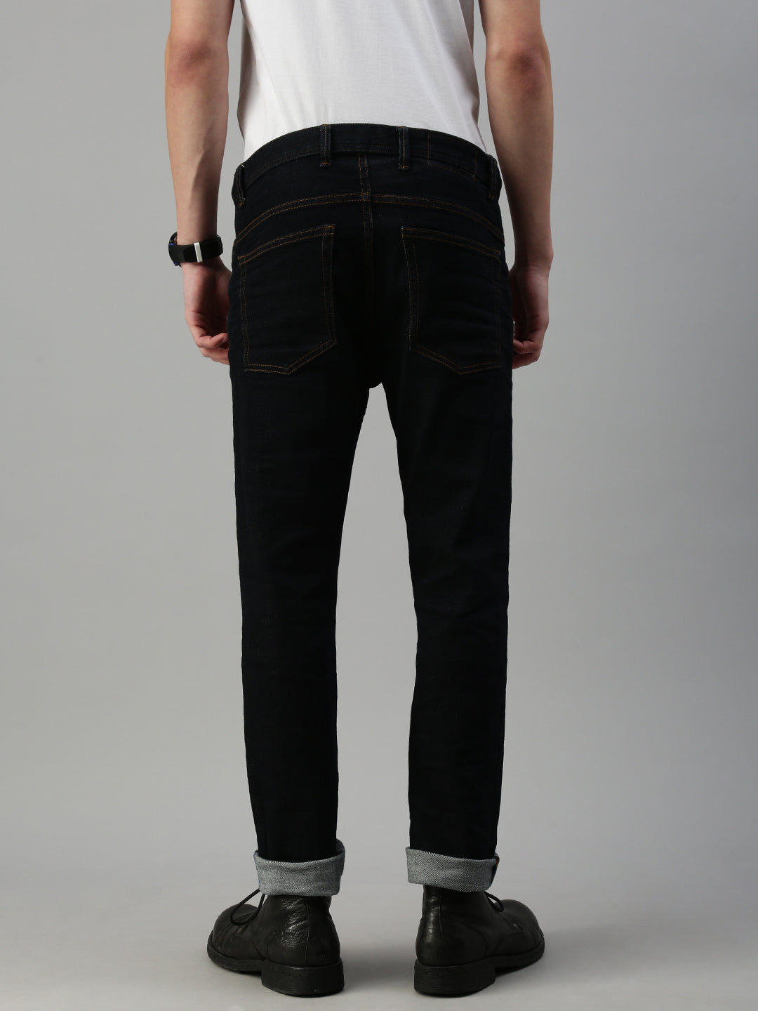 Raw Dark Blue Slim Straight Fit Stretchable Jeans