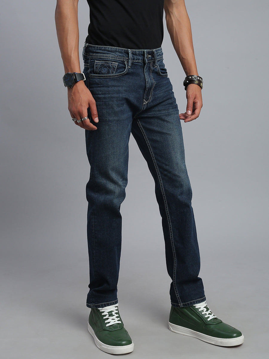 Dark Blue Vintage Regular Straight Fit Stretchable Jeans