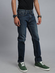 Dark Blue Vintage Regular Straight Fit Stretchable Jeans