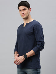 Air Force Blue Henley Neck Full Sleeve t-shirt