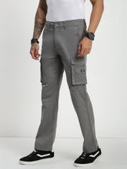 Grey 7 Pocket Regular Fit Cargo Paint