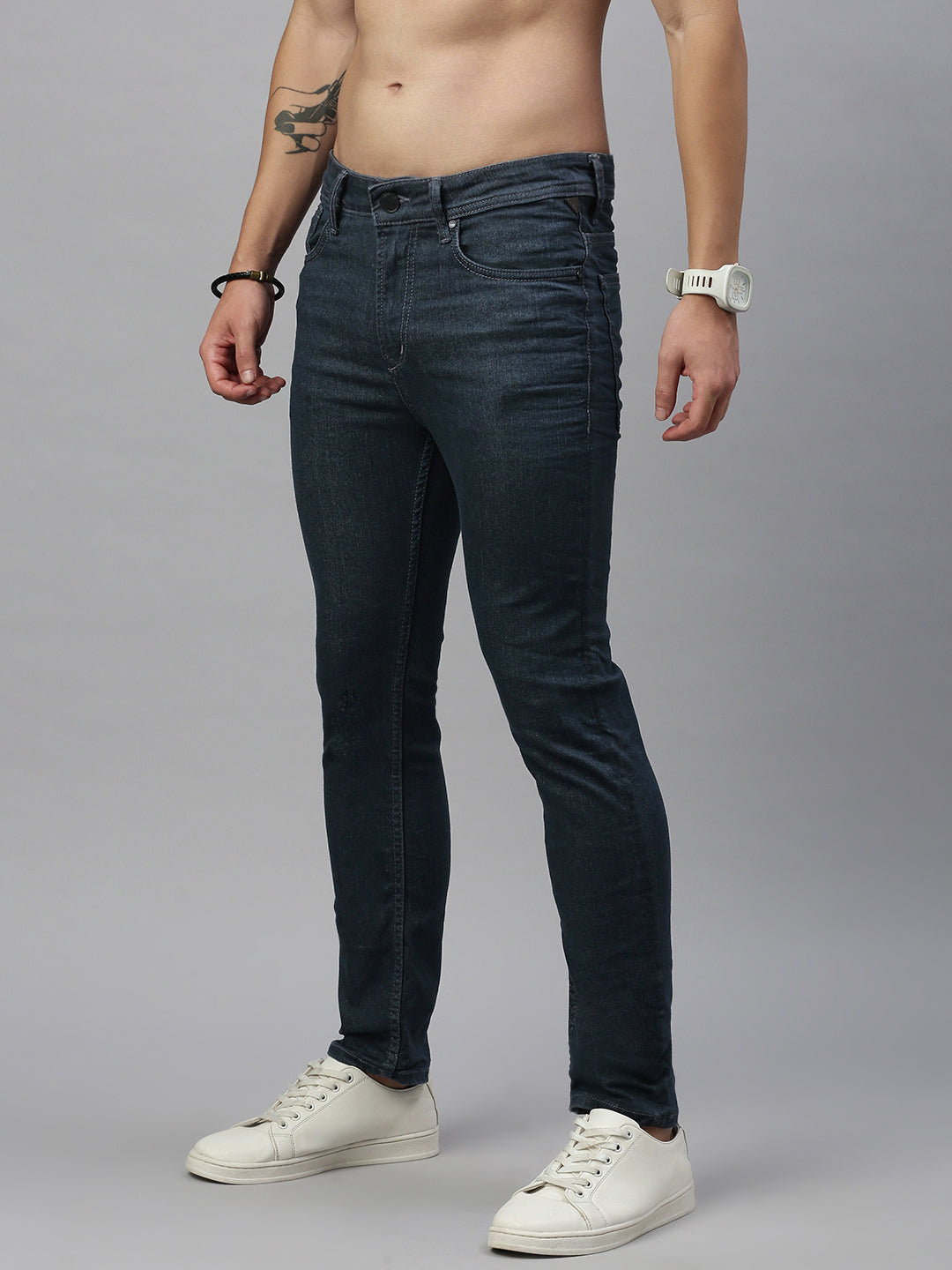 Dark Gray Straight Stretchable Jeans