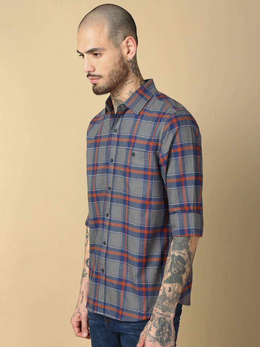 Checks Full Sleeve Relax Shirt With Pocket