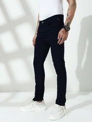 Navy Blue Raw Wash Skinny Fit Jeans