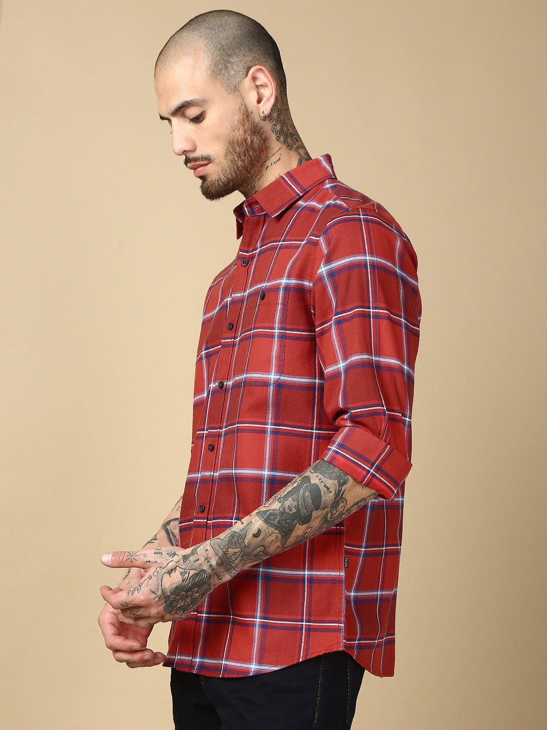 Checks Full Sleeve Relax Shirt With Pocket