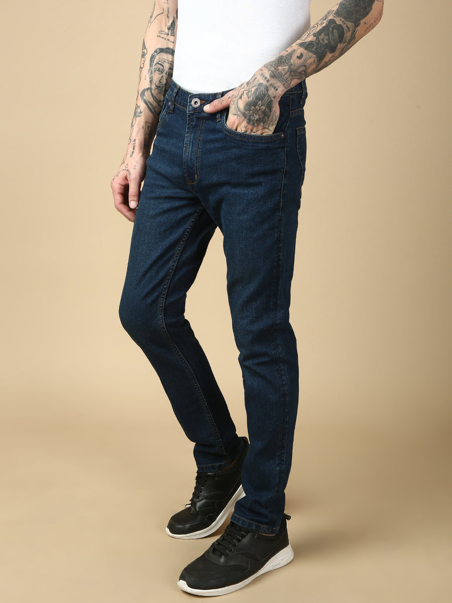 Vintage Dark Blue Slim Fit Stretchable Jeans