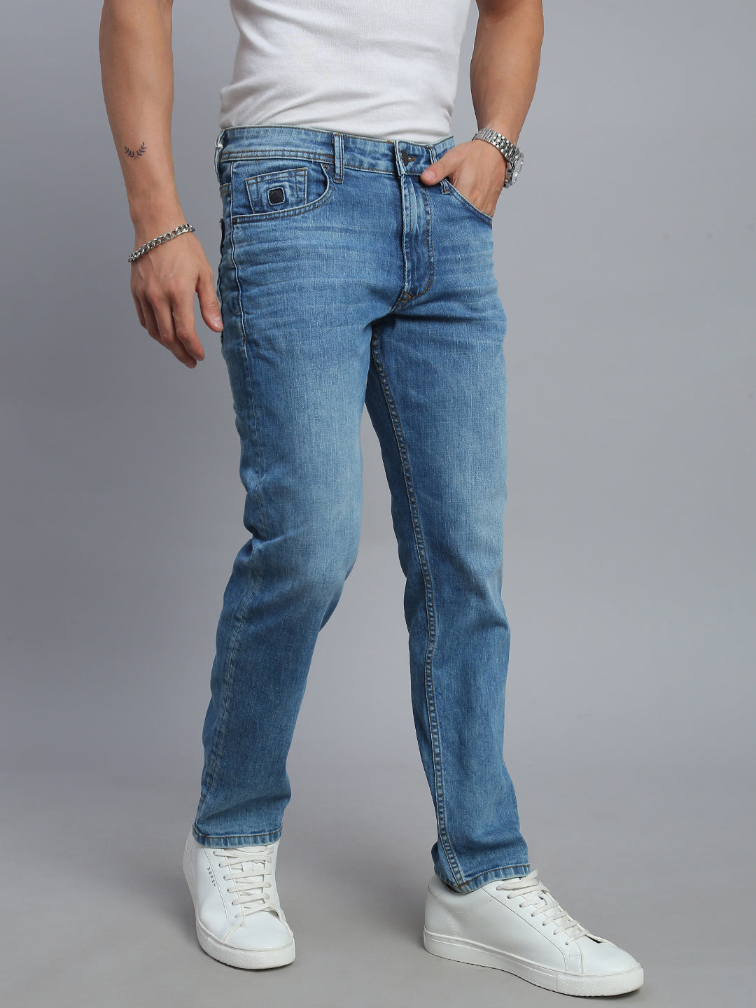 Mild Blue Comfort Fit Stretchable Jeans