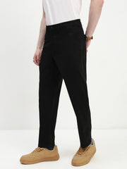 Black Straight Fit Cross Pocket Cotton Pants