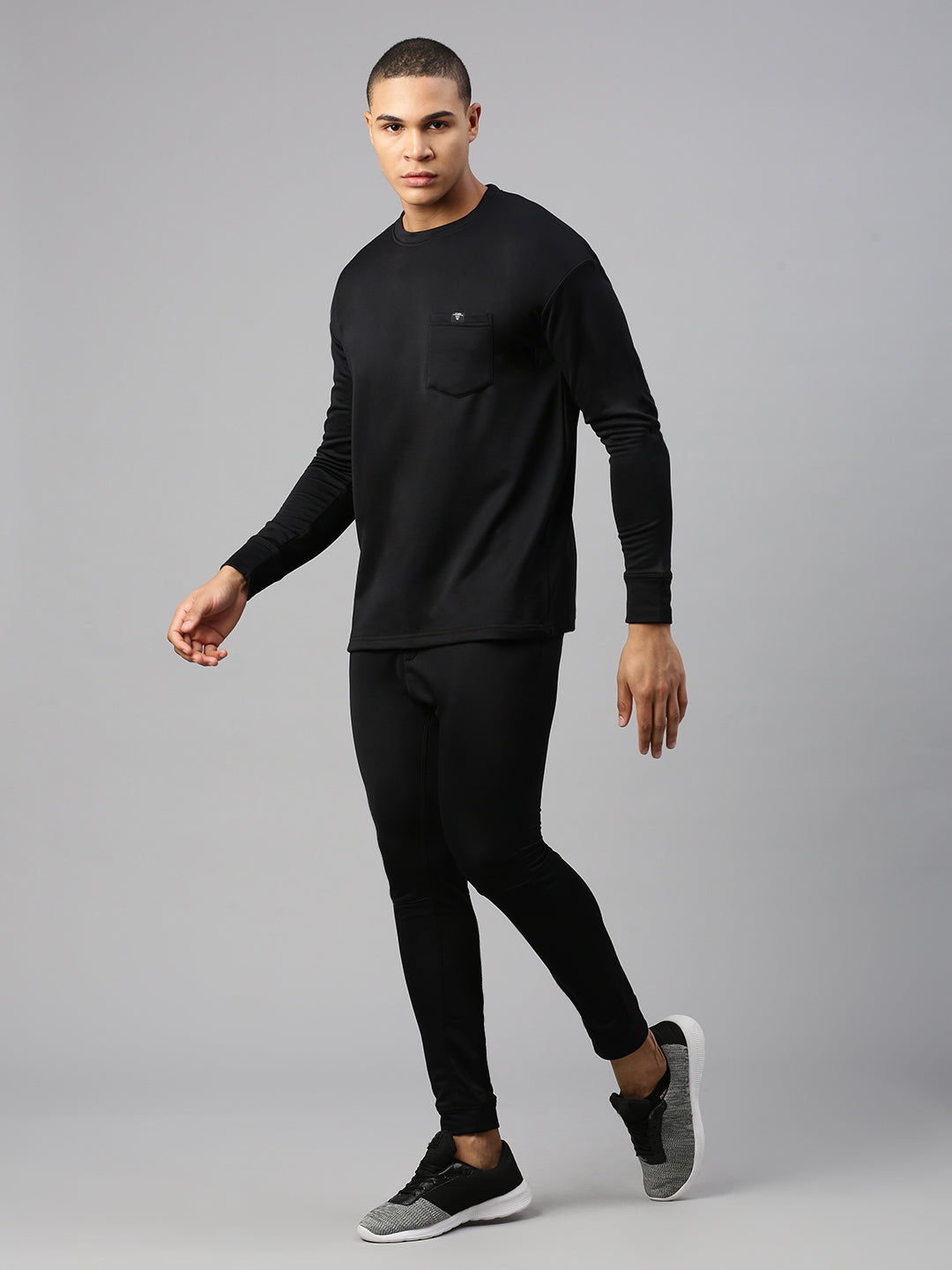 Black Cotton Polyster Looper Men's Lower