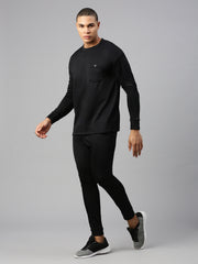 Black Cotton Polyster Looper Men's Lower