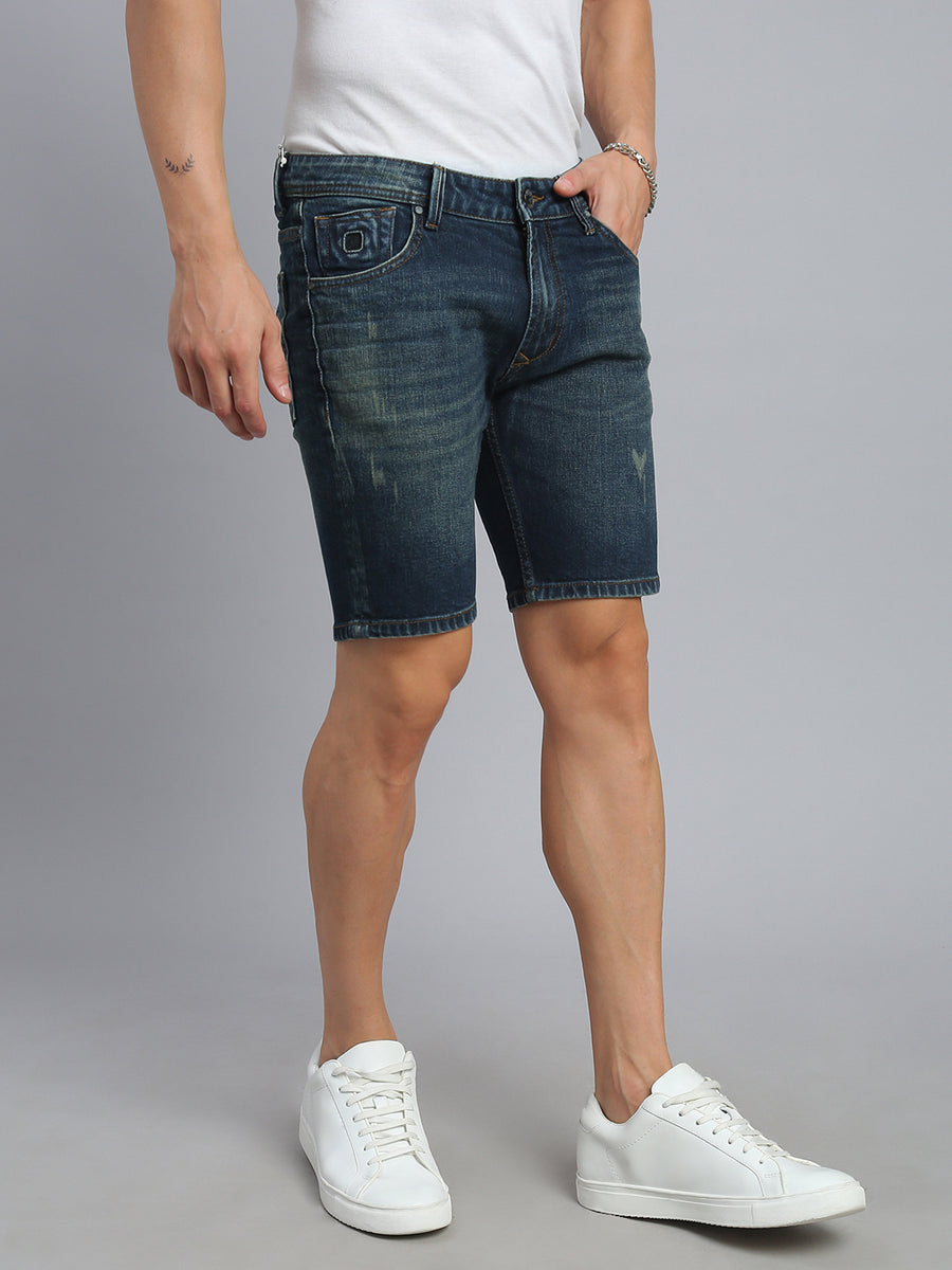 Dark Blue Vintage Slim Fit Shorts