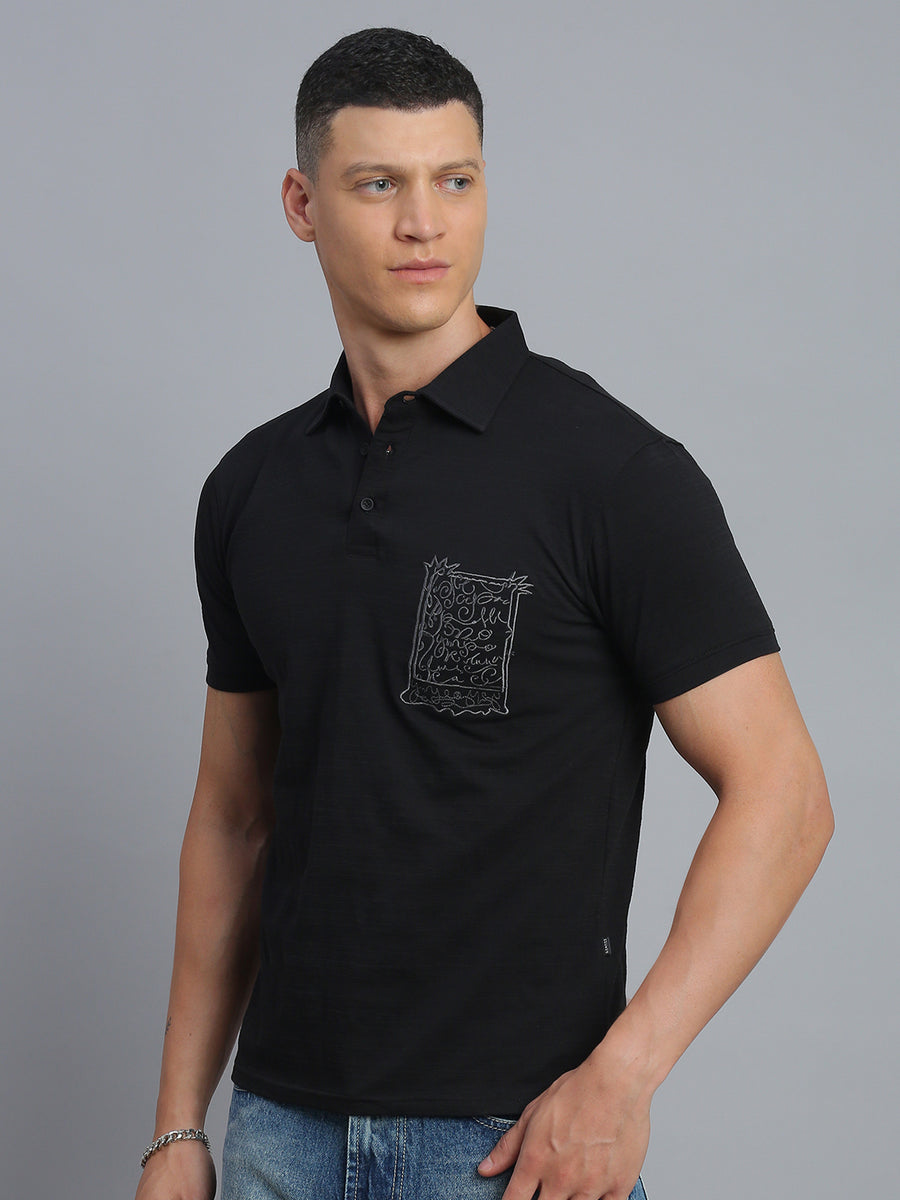 Black Polo Cotton T-Shirt